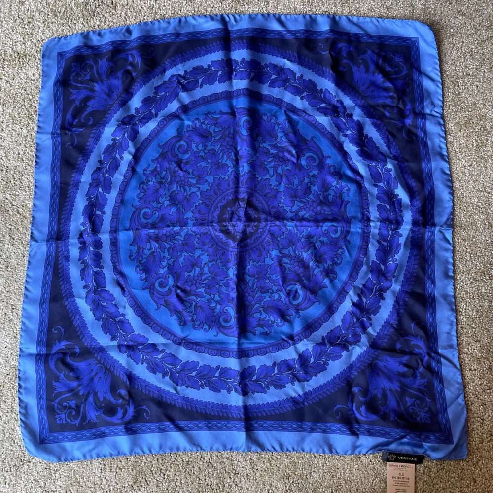 Versace Blue Silk Scarf